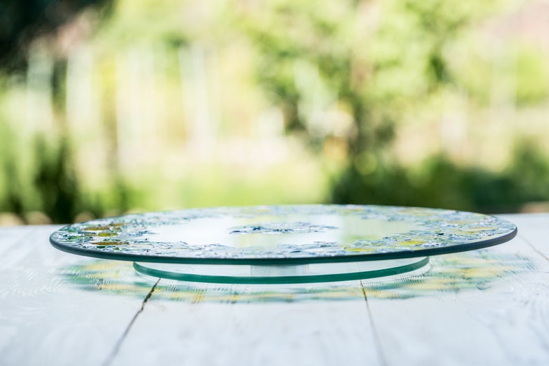 Hand Painted Cake Stand Stained Glass Cake Plate Swivel Etsy