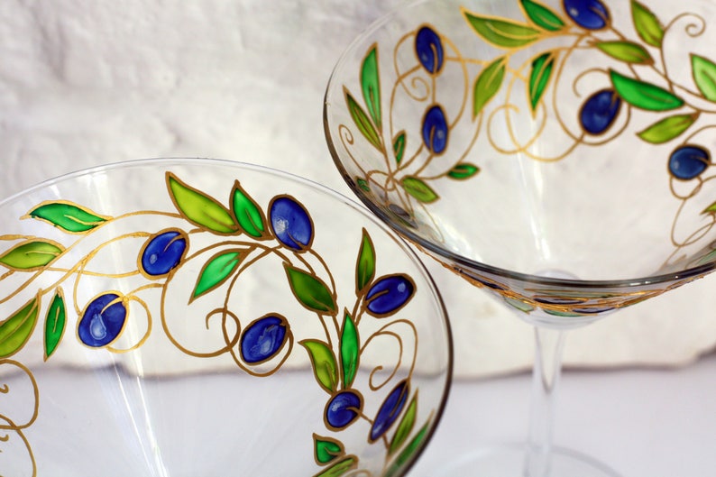 Hand painted Martini glassesSet of cocktail glassesStain Etsy