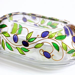 Hand Painted Butter Dish Stain Glass Butter holder Covered Butter Dish Kitchen Container Italian Style Tray With Lid Mediterranean image 10