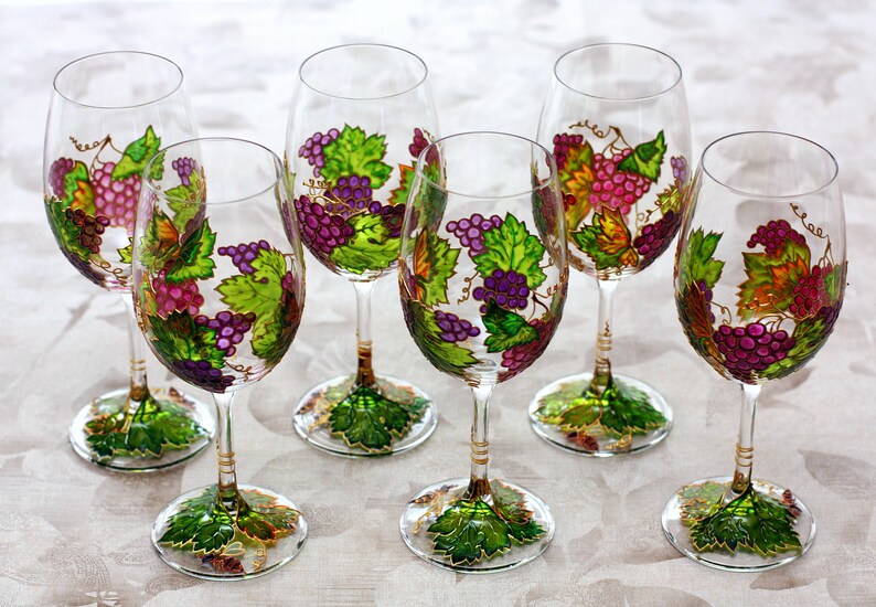 Hand painted wine glasses Wedding glasses Set of glasses Etsy