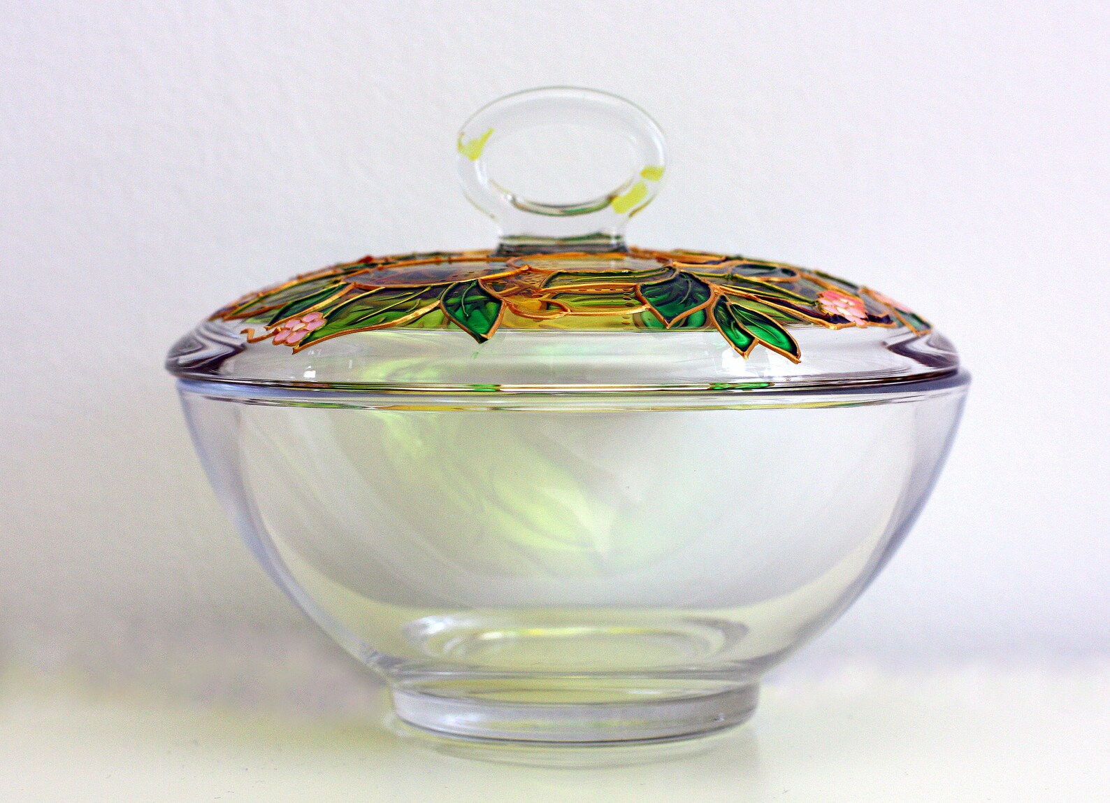 Hand painted sugar bowl_Glass candy bowl_Jam container with Etsy