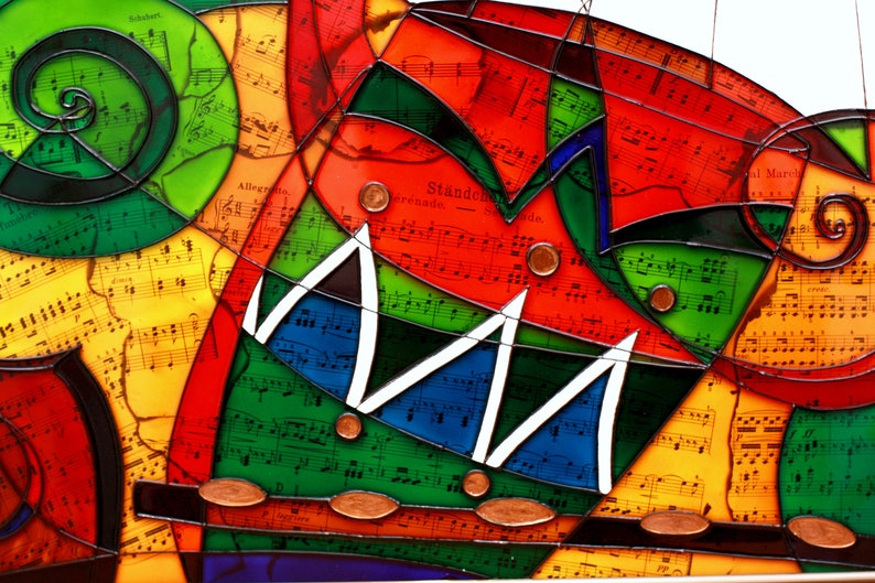 Abstract Painting on Glass Original Stain Glass Panel Etsy