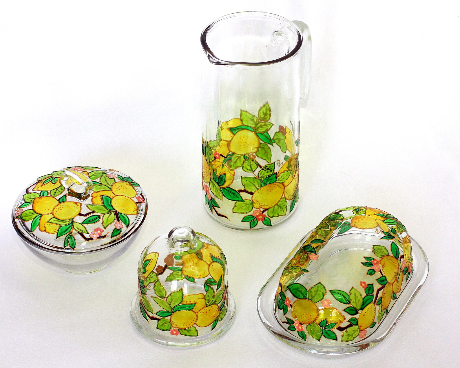 Hand painted Lemon holder Stain glass Butter server Glass Etsy