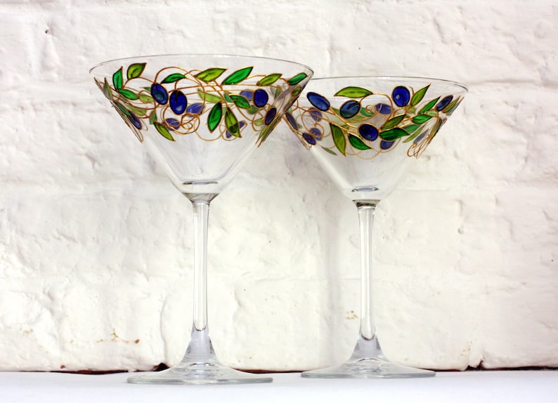 Hand painted Martini glassesSet of cocktail glassesStain Etsy