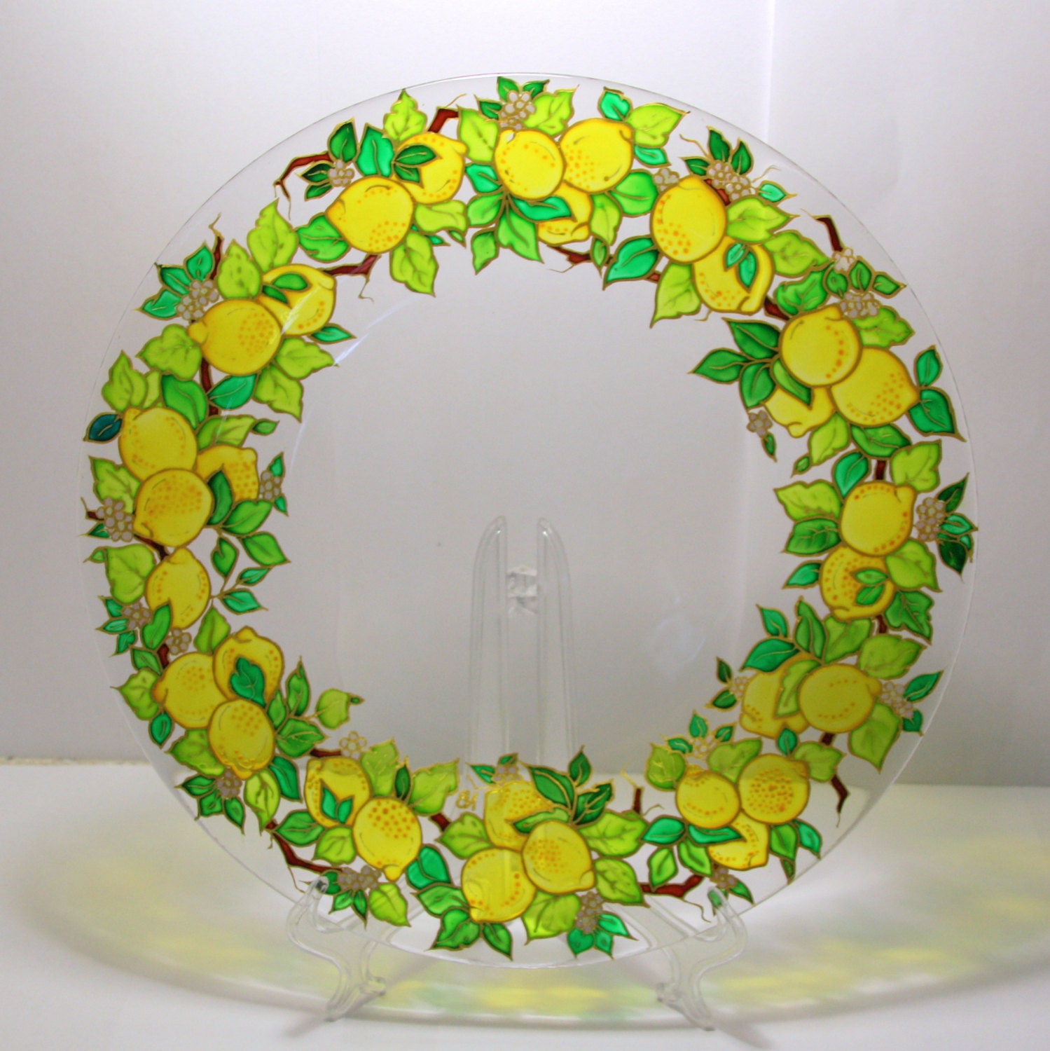 Hand Painted Decorative Plate Stained Glass Serving Plate Etsy