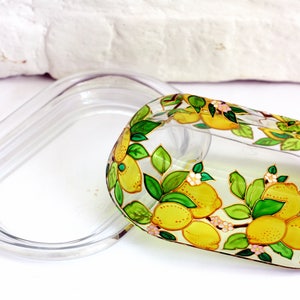 Hand Painted Butter Dish Stain Glass Butter holder Covered Butter Dish Kitchen Container Italian Style Tray With Lid Mediterranean image 5