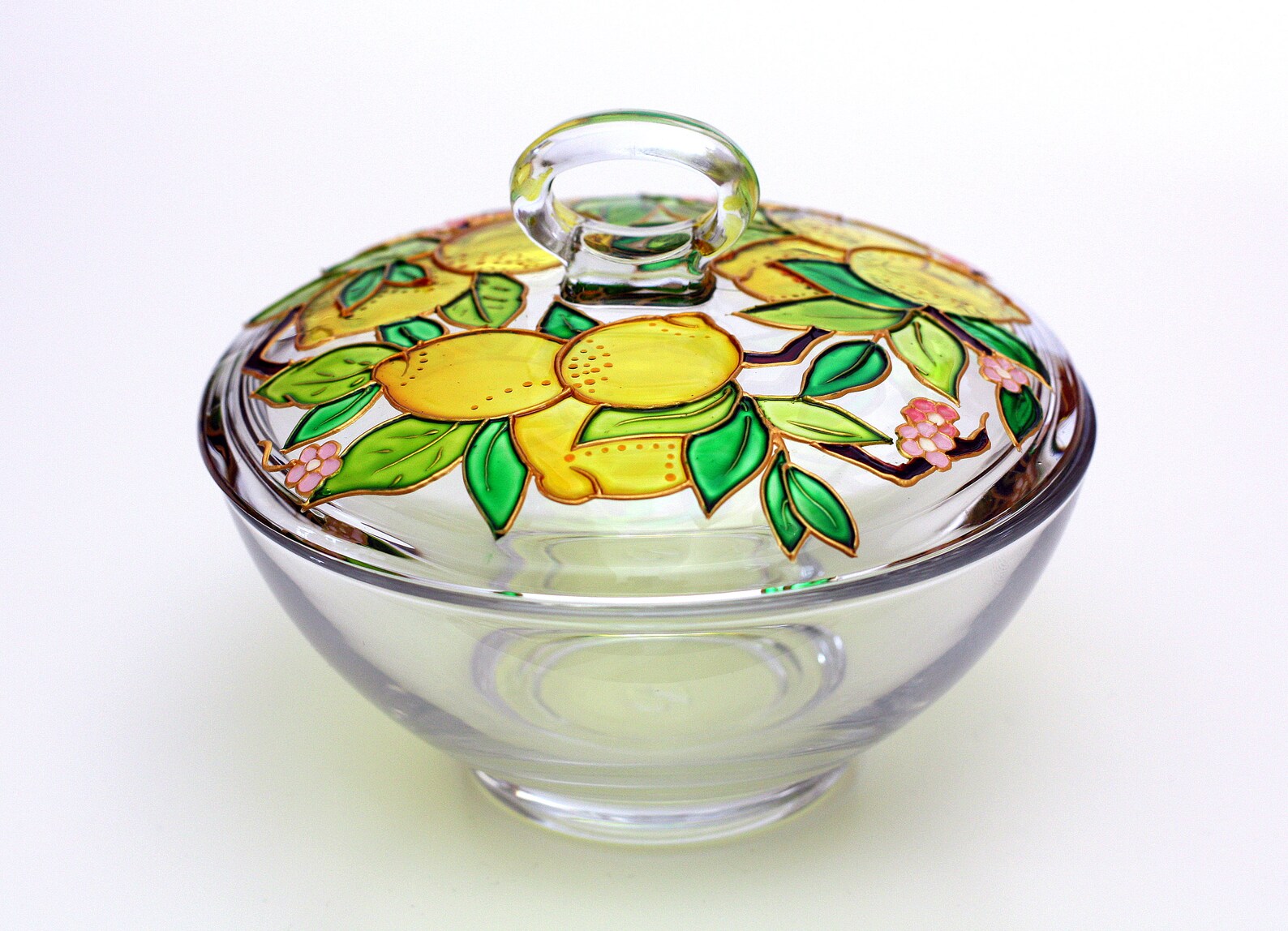 Hand painted sugar bowl_Glass candy bowl_Jam container with Etsy