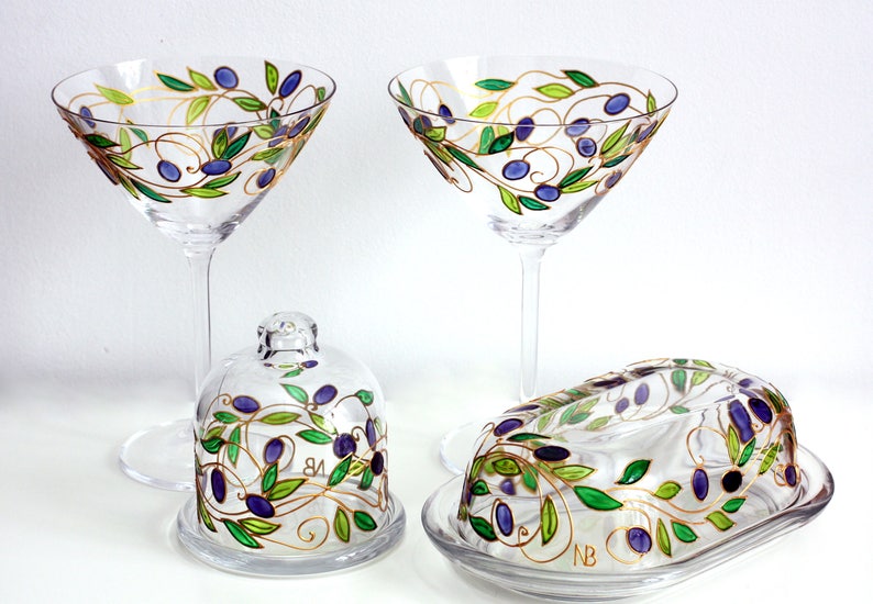 Hand painted Martini glassesSet of cocktail glassesStain Etsy