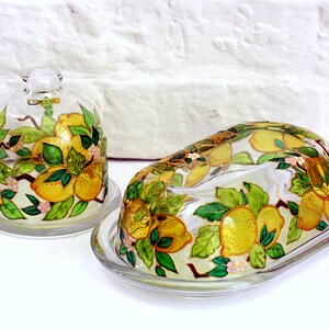 Hand Painted Butter Dish Stain Glass Butter holder Covered Butter Dish Kitchen Container Italian Style Tray With Lid Mediterranean image 8