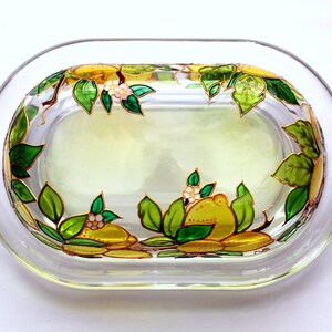 Hand Painted Butter Dish Stain Glass Butter holder Covered Butter Dish Kitchen Container Italian Style Tray With Lid Mediterranean image 7