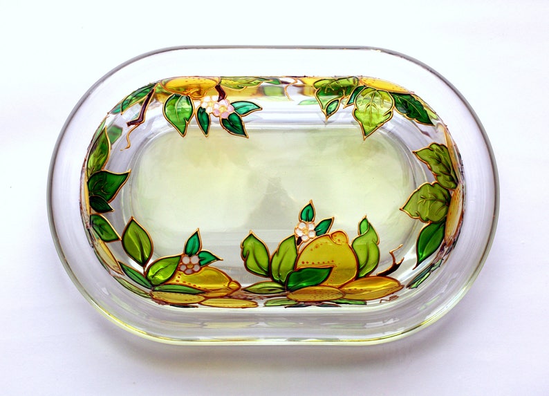 Hand Painted Butter Dish Stain Glass Butter holder Covered Butter Dish Kitchen Container Italian Style Tray With Lid Mediterranean image 7