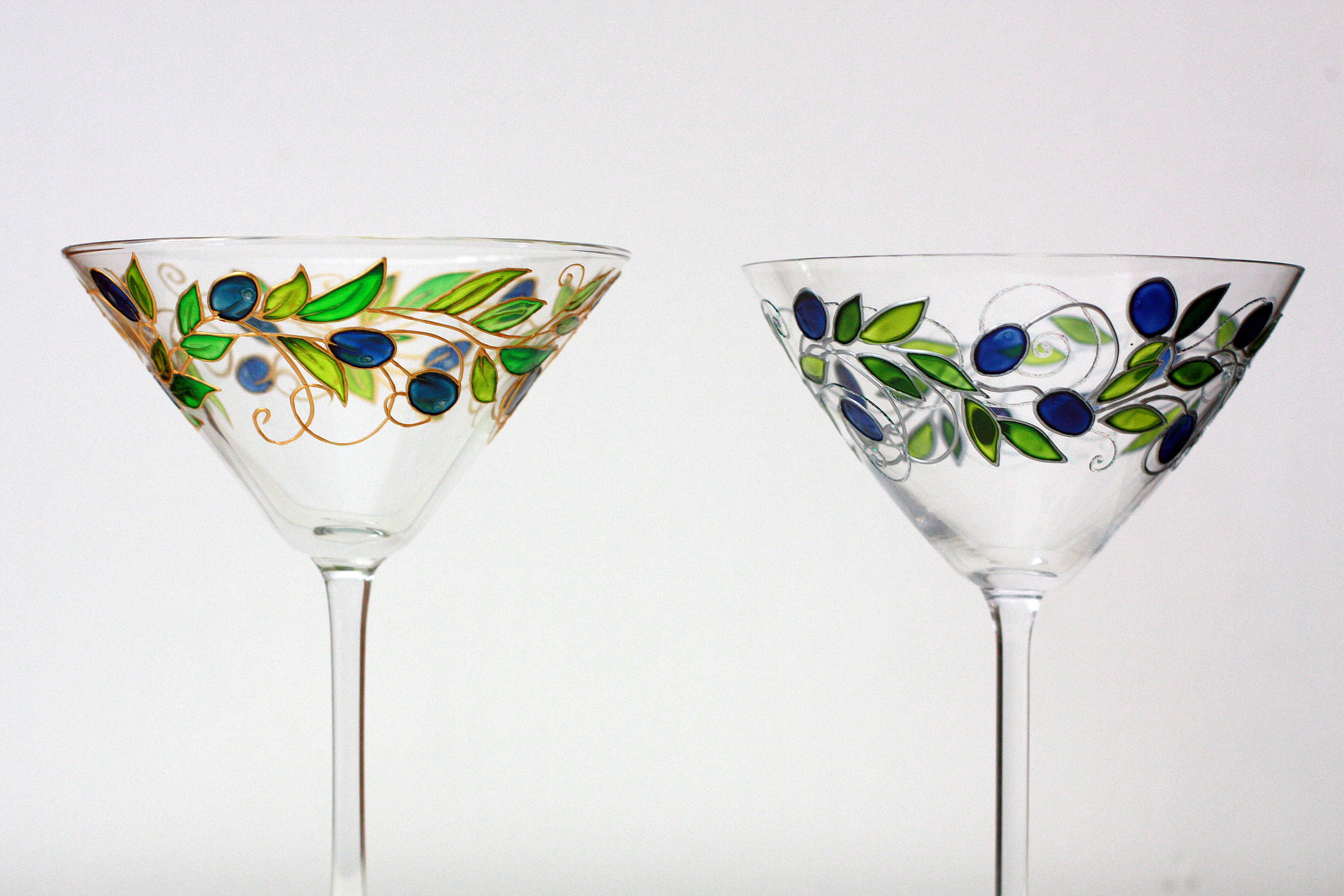 Hand painted Martini glassesSet of cocktail glassesStain Etsy