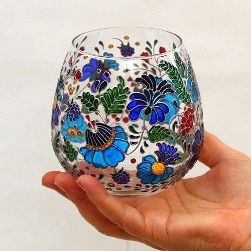 Red Painted Wine Glasses Handmade Personalized Wedding Wine Etsy