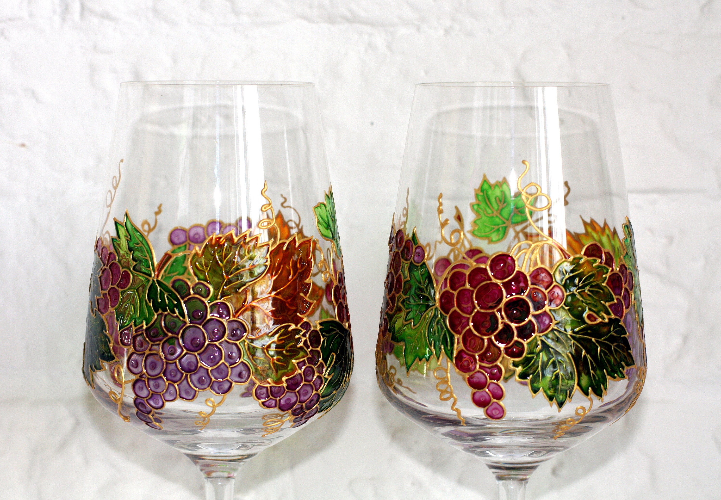 Hand painted wine glasses Wedding glasses Set of glasses Etsy
