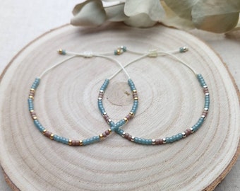 Filigranes Perlenarmband aus Miyuki Perlen Grün Eukalyptus Freundschaftsarmband Geschenk für Frauen Makrameearmband minimalistisch