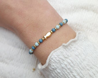 Filigree pearl bracelet | fish | Baptism Confirmation Communion Confirmation | Blue Teal Gold Silver | Macrame bracelet