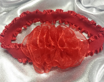 Newborn Baby Girls Preemie Red Sheer Headband