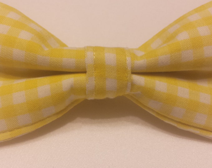 Boys Yellow and White Gingham Bowtie