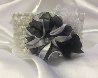 Newborn Baby Girls Princess White and Black Headband