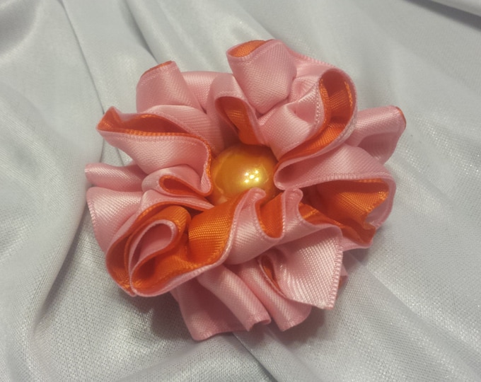 Girls Rose Pink and Orange Barrette