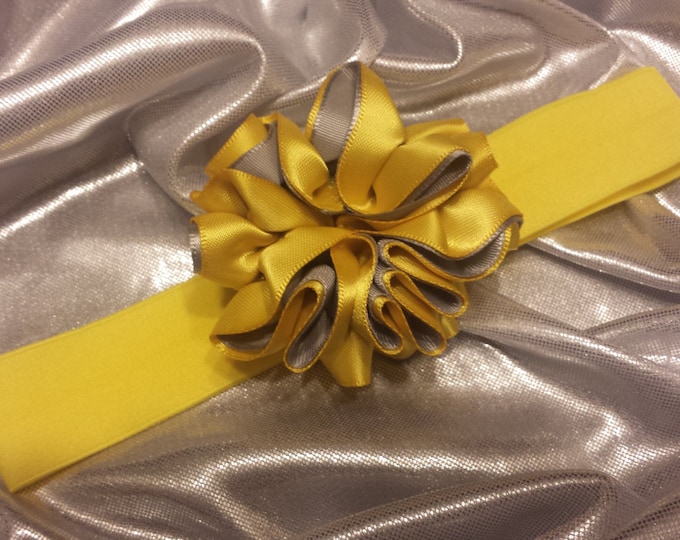 Girls Precious Yellow and Gray Headband