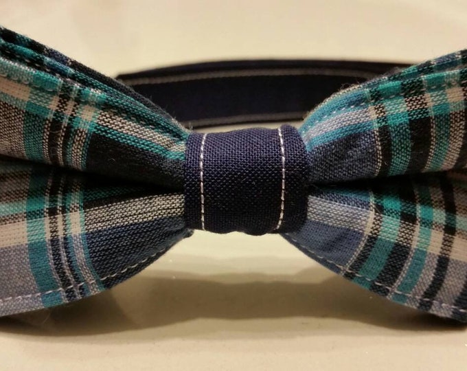 Boys Blue Plaid Bowtie