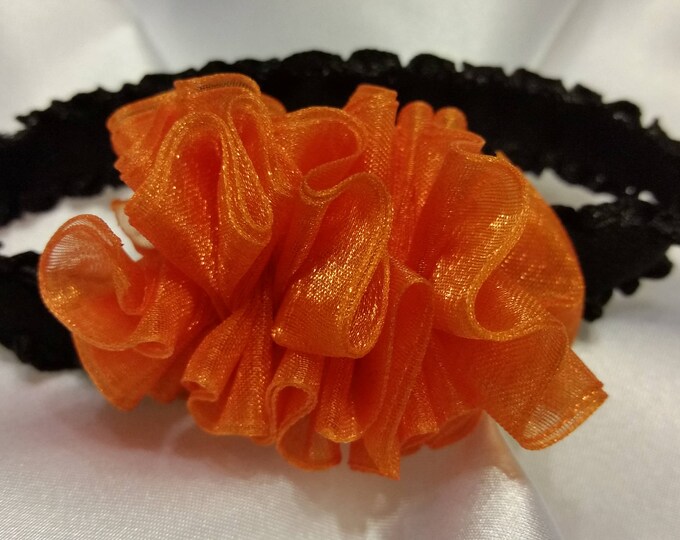 Newborn Baby Girls Preemie Orange and Black Headband