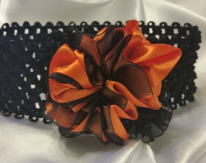 Newborn Baby Girls Orange and Black Headband