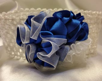 Newborn Baby Girls Royal Blue and White Princess Headband