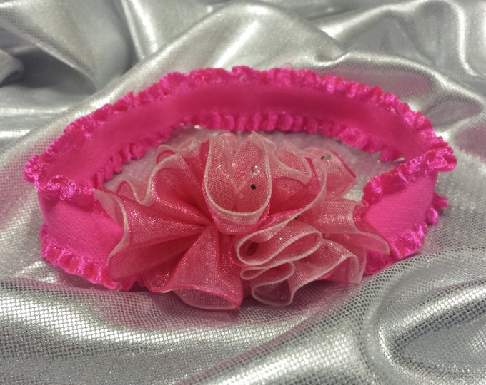 Newborn Baby Girls Preemie Sparkling Hot Pink Sheer Headband