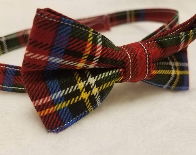 Baby Boys Dark Red Multicolored Plaid Bowtie