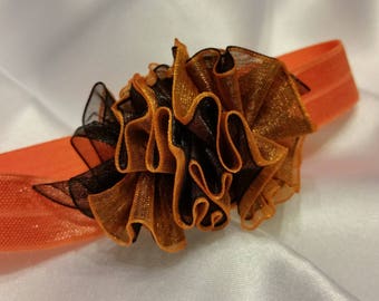 Newborn Baby Girls Preemie Orange and Black Headband