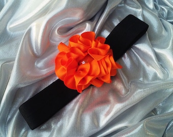 Girls Azure Orange Headband with Orange Rhinestone