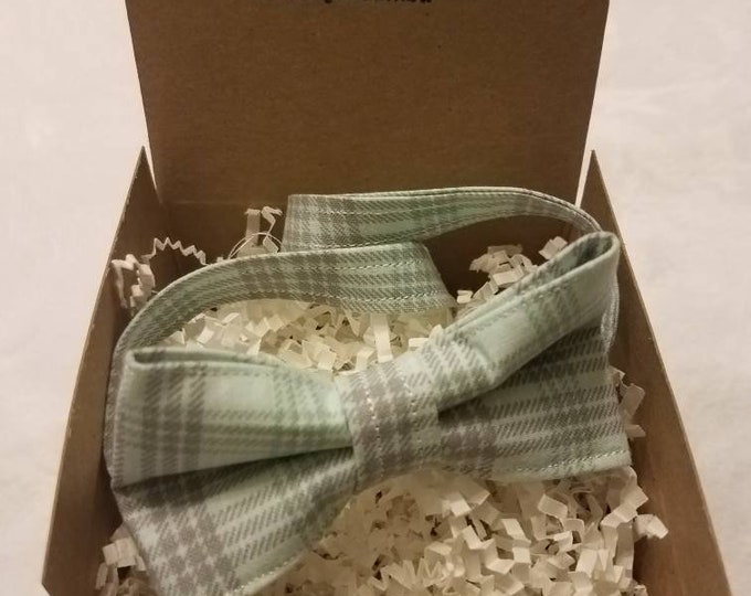 Boys Hayden Mint Green Plaid Bowtie