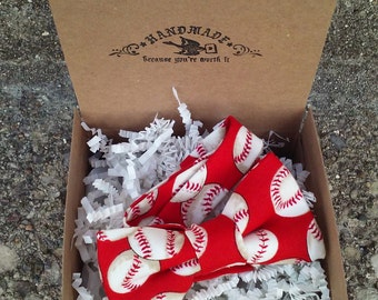 Boys Red and White Baseball Bowtie