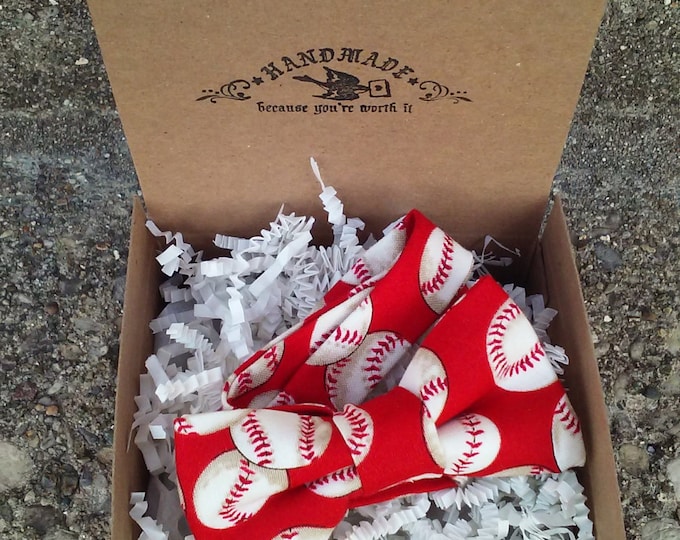 Boys Red and White Baseball Bowtie