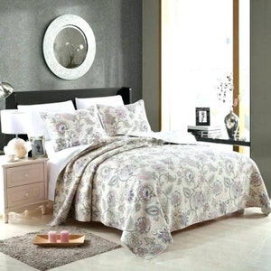3-Piece Cotton Paisley Bedspread & Pillow Cases ~ QUEEN