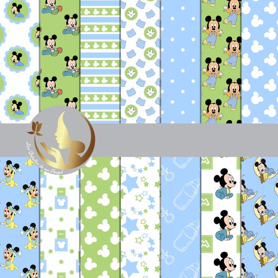 Digital Papers Party Mickey Bebe Mickey Baby Digital Papers Etsy