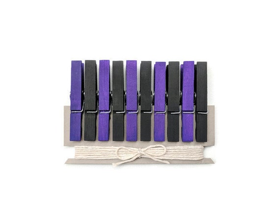 Dark Purple Black Clothespins Halloween Decorations Mini Etsy