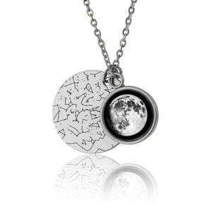 Collana con fasi lunari per data e mappa stellare unica, gioielli personalizzati con fasi lunari di nascita, idea regalo personalizzata per anniversario per lei, KP.7