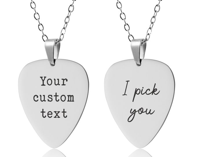 Custom Guitar Pick Necklace, Gift For Boyfriend, Girlfriend, Personalized Gift For Guitarist, Musician, Music Lover Gift, Engraved Jewelry