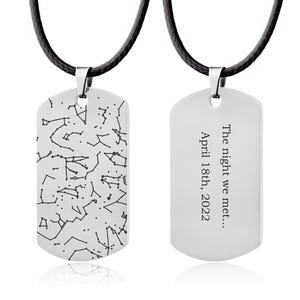 Benutzerdefinierte Sternenkarte Anhänger für Männer, personalisierte Geburtstagsgeschenk für Papa, Freund, Hundemarke Militär Halskette für ihn, Vatertagsgeschenk, RP.2