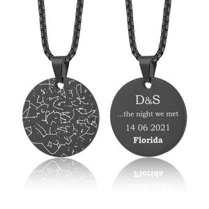 Benutzerdefinierte Sternenkarte nach Datum Halskette, Schmuck mit Gravur, Sternenkarte Schmuck, personalisierter Anhänger, Jahrestagsgeschenk für Männer, Geburtstagsgeschenk, RP.2