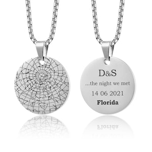 Collier carte du ciel pour homme, bijoux carte du ciel gravés personnalisés, pendentif ciel nocturne personnalisé, anniversaire pour lui, cadeau d'anniversaire, RP.2