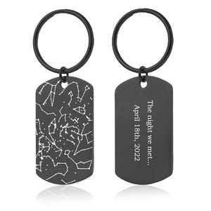 Carte des étoiles par date porte-clés, cadeau d'anniversaire pour lui, petit ami cadeau Dog Tag armée pendentif cadeau d'anniversaire personnalisé pour homme, 5-10-20 ans, RP.2