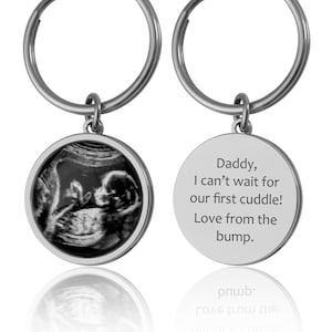 Ultrasound Keychain With Custom Message, Gift For First Time Daddy To Be, Personalized Baby Picture Photo Keyring, Pregnancy Expecting, C.1