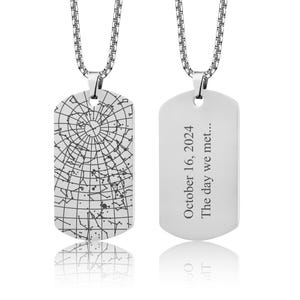 Star Map Halskette für Männer, personalisierte Geburtstagsgeschenk für Papa, Freund, Hundemarke Militär Anhänger für Ihn, Benutzerdefiniertes Vatertagsgeschenk, RP.2