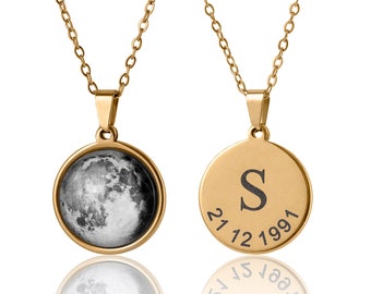 Custom Birth Moon Phase Necklace, Gold Necklace, Anniversary Jewelry, Birthday Gift For Women, Personalized Gift, Mom, Teenager Girl, KP.7