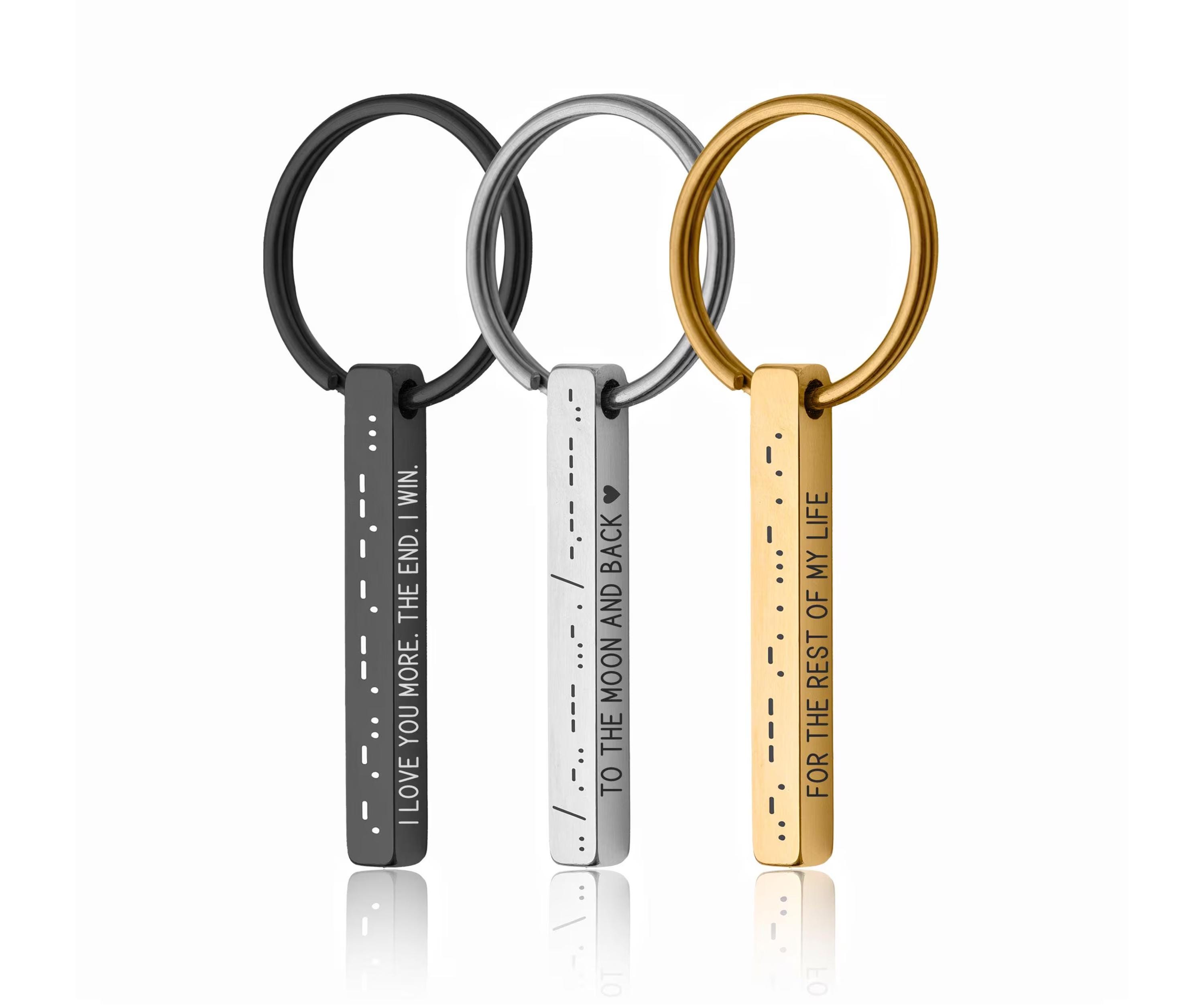 Morse Code Keyring, Secret Message Keychain for Boyfriend or Girlfriend ...
