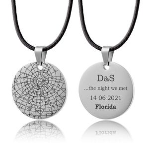 Sternkarte nach Datum Halskette mit Kordel, Personalisierte Sternenkarte Anhänger, Benutzerdefinierte Jahrestag Geburtstagsgeschenk für Ihn Männer, Nachthimmel Schmuck, RP.2